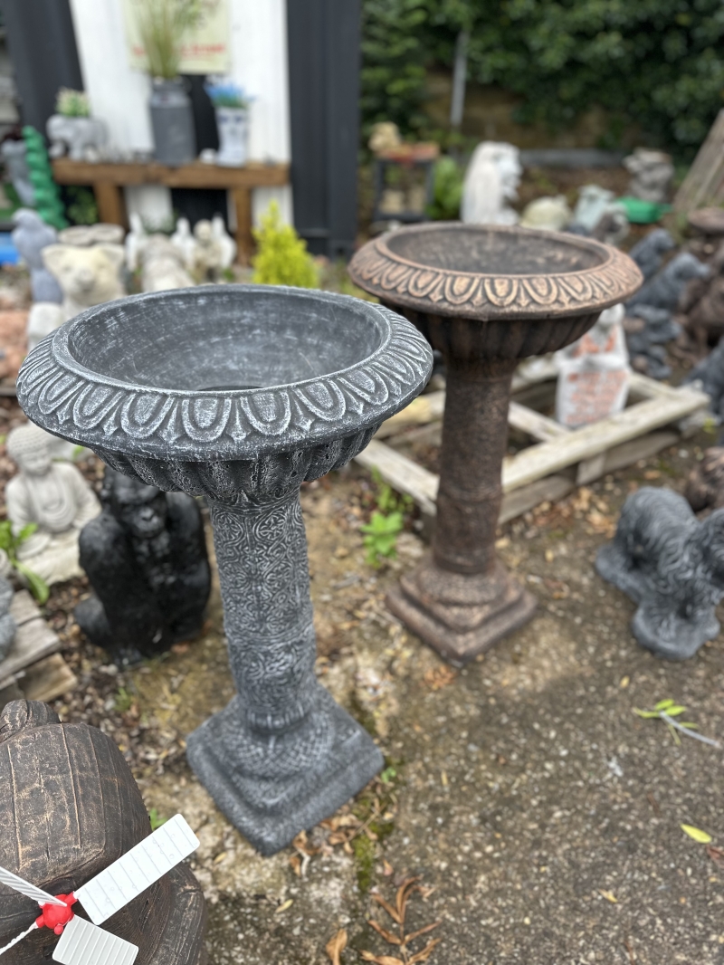 Stone & Bronze Bird Bath 