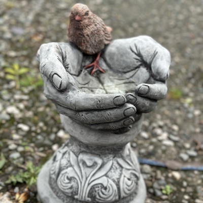 Bird in Hands Bird Bath 